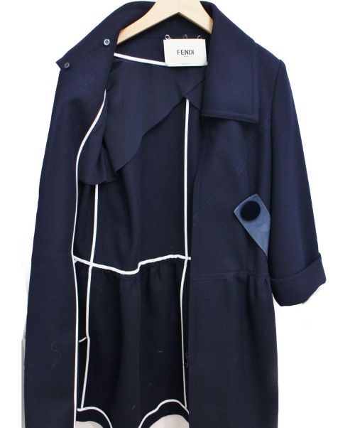 FENDI（フェンディ）FENDI (フェンディ) カシミヤ混コート ネイビー サイズ:38の古着・服飾アイテム