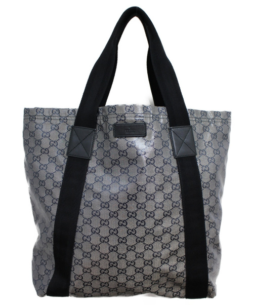 GUCCI（グッチ）GUCCI (グッチ) GGクリスタル トートバッグ グレー×ネイビー サイズ:- GG 189669 PVC 506681の古着・服飾アイテム