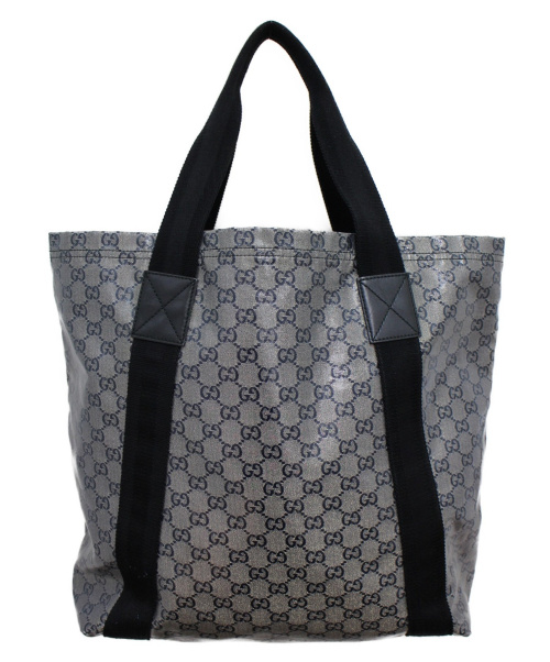 GUCCI（グッチ）GUCCI (グッチ) GGクリスタル トートバッグ グレー×ネイビー サイズ:- GG 189669 PVC 506681の古着・服飾アイテム