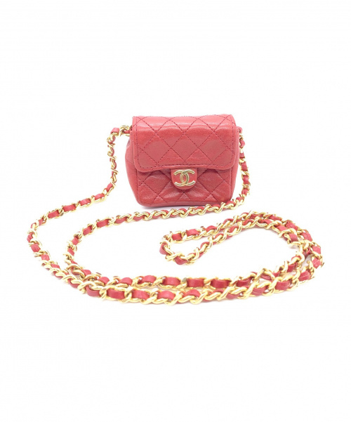 CHANEL（シャネル）CHANEL (シャネル) ミニショルダーポーチ/マトラッセ レッド サイズ:ショルダーストラップ49㎝ ミニミニマトラッセの古着・服飾アイテム