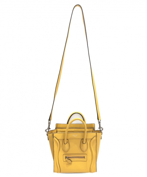 CELINE（セリーヌ）CELINE (セリーヌ) 2WAYショルダーバッグ イエロー ラゲージ ナノショッパー レザーの古着・服飾アイテム