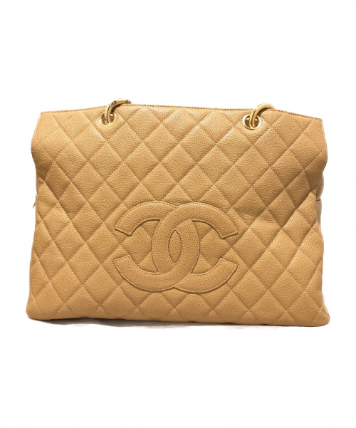 CHANEL（シャネル）CHANEL (シャネル) チェーントートバッグ ベージュ サイズ:- キャビアスキンの古着・服飾アイテム