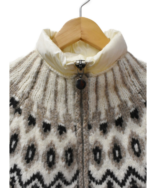 MONCLER（モンクレール）MONCLER (モンクレール) ダウンニットカーディガン ベージュ×ホワイト サイズ:Sの古着・服飾アイテム