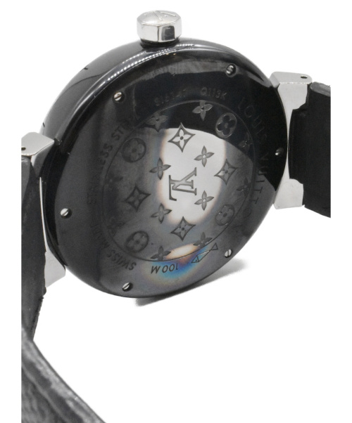 LOUIS VUITTON（ルイ ヴィトン）LOUIS VUITTON (ルイヴィトン) タンブール インブラックGMT ブラック サイズ:GMT タンブール Q113K 自動巻き レザーの古着・服飾アイテム