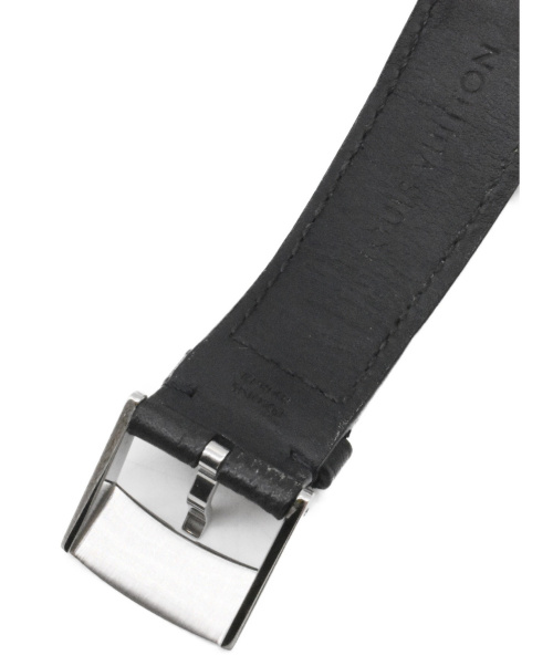 LOUIS VUITTON（ルイ ヴィトン）LOUIS VUITTON (ルイヴィトン) タンブール インブラックGMT ブラック サイズ:GMT タンブール Q113K 自動巻き レザーの古着・服飾アイテム