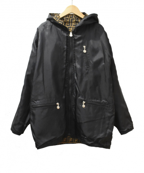 FENDI（フェンディ）FENDI (フェンディ) リバーシブルフーデッドジャケット ブラウン サイズ:- ズッカ柄 秋冬物の古着・服飾アイテム