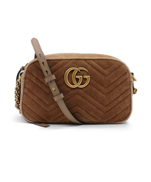 GUCCI（グッチ）GUCCI (グッチ) GGマーモントキルティングスモールショルダーバッグ カーキ サイズ:- GGマーモント 447632 520981 ベロア 520981の古着・服飾アイテム