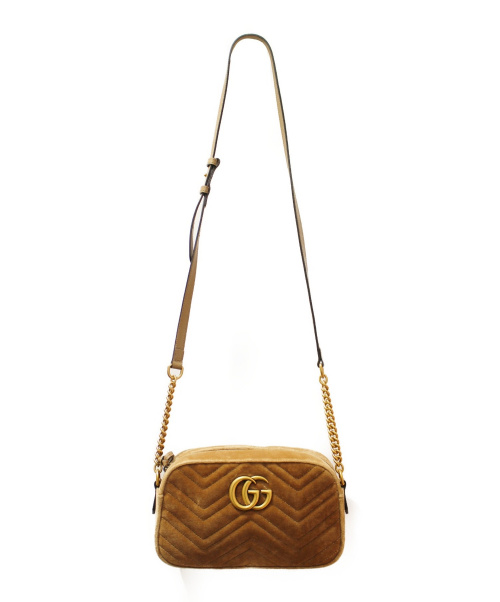 GUCCI（グッチ）GUCCI (グッチ) GGマーモントキルティングスモールショルダーバッグ カーキ サイズ:- GGマーモント 447632 520981 ベロア 520981の古着・服飾アイテム