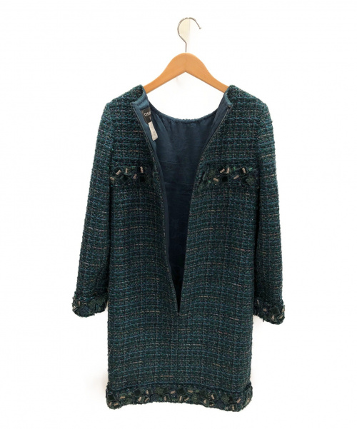 CHANEL（シャネル）CHANEL (シャネル) ツィードワンピース グリーン サイズ:34の古着・服飾アイテム