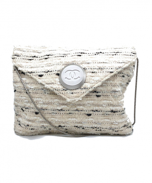 CHANEL（シャネル）CHANEL (シャネル) ツイードチェーンショルダーバッグ アイボリーの古着・服飾アイテム