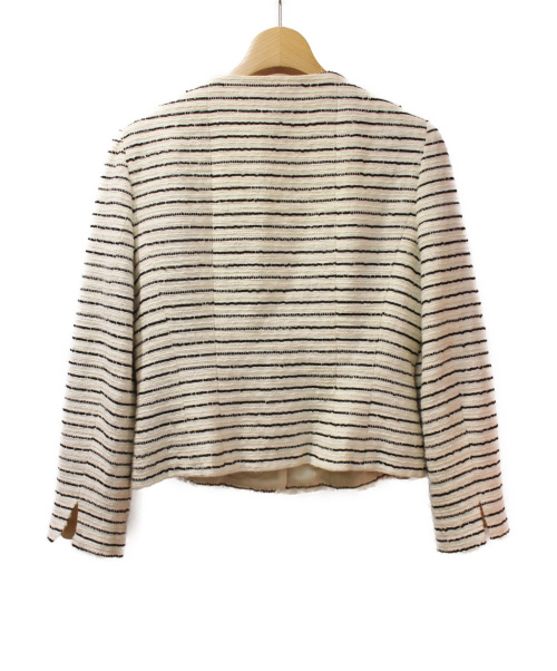 CHANEL（シャネル）CHANEL (シャネル) カメリア装飾ジャケット サイズ:38 ボーダーの古着・服飾アイテム