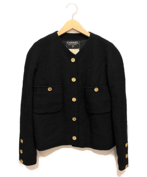 CHANEL（シャネル）CHANEL (シャネル) ノーカラージャケット ブラック サイズ:-の古着・服飾アイテム