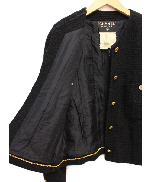 CHANEL（シャネル）CHANEL (シャネル) ノーカラージャケット ブラック サイズ:-の古着・服飾アイテム