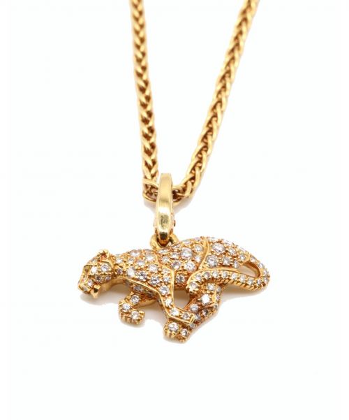 Cartier（カルティエ）Cartier (カルティエ) パルテールチャームネックレス サイズ:- K18YG ダイヤモンドの古着・服飾アイテム
