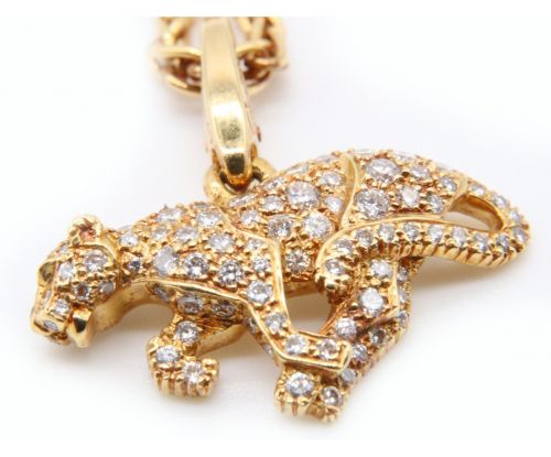 Cartier（カルティエ）Cartier (カルティエ) パルテールチャームネックレス サイズ:- K18YG ダイヤモンドの古着・服飾アイテム
