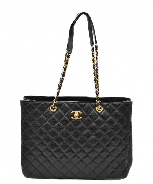 CHANEL（シャネル）CHANEL (シャネル) チェーントートバッグ ブラック サイズ:ｰ マトラッセ キャビアスキンの古着・服飾アイテム
