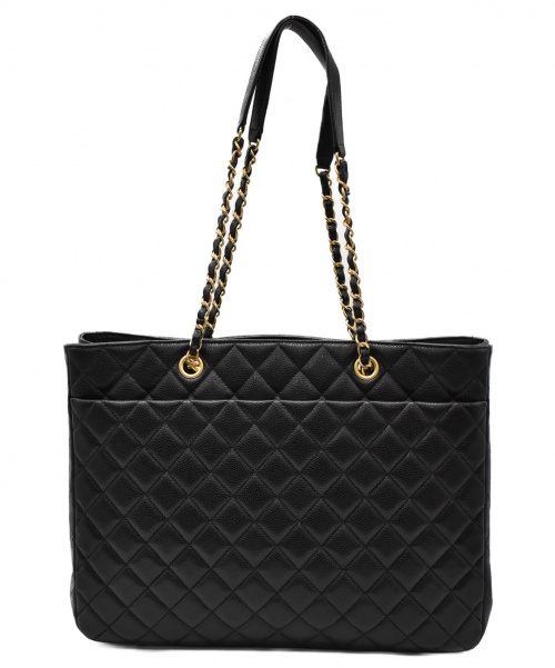 CHANEL（シャネル）CHANEL (シャネル) チェーントートバッグ ブラック サイズ:ｰ マトラッセ キャビアスキンの古着・服飾アイテム