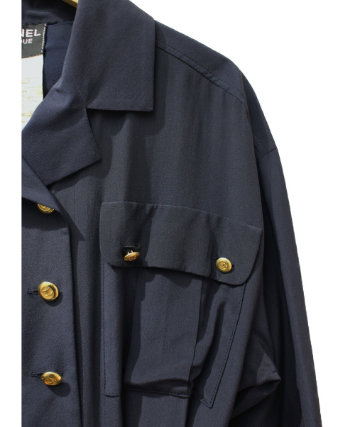 CHANEL（シャネル）CHANEL (シャネル) ココマークボタンワンピース ネイビー サイズ:34の古着・服飾アイテム