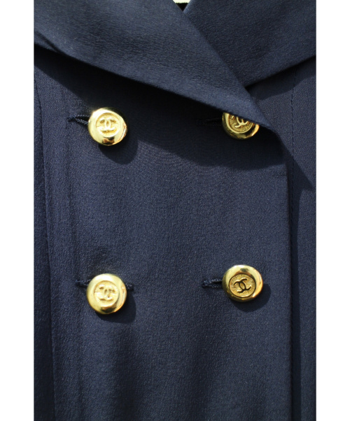 CHANEL（シャネル）CHANEL (シャネル) ココマークボタンワンピース ネイビー サイズ:34の古着・服飾アイテム