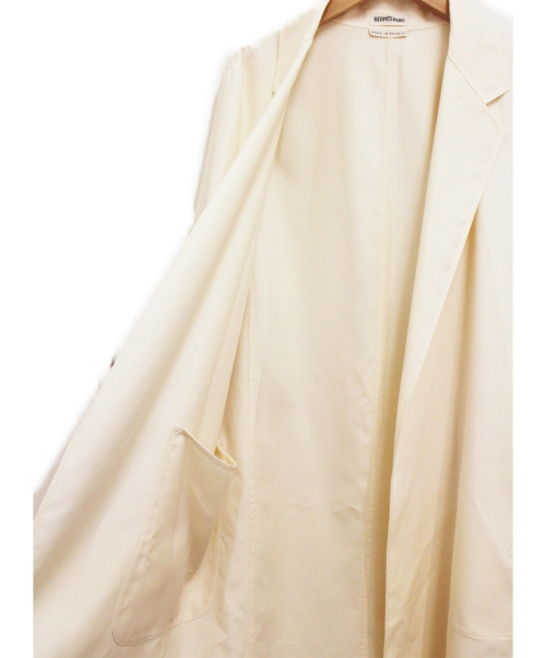 HERMES（エルメス）HERMES (エルメス) ヴァージンウールシルクコート/マルジェラ期 アイボリー サイズ:36の古着・服飾アイテム