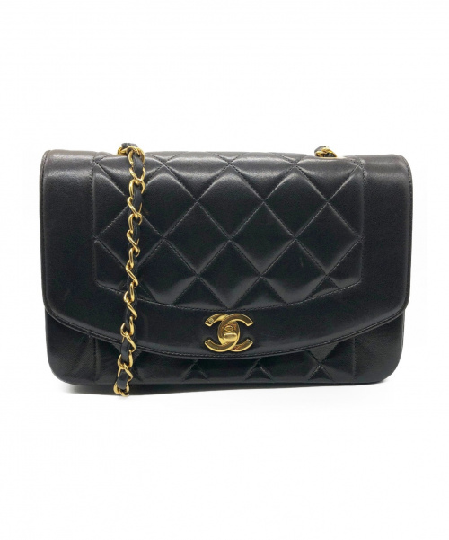 CHANEL（シャネル）CHANEL (シャネル) ダイアナフラップ ブラック サイズ:22 チェーンショルダーバッグ　ラムスキンの古着・服飾アイテム