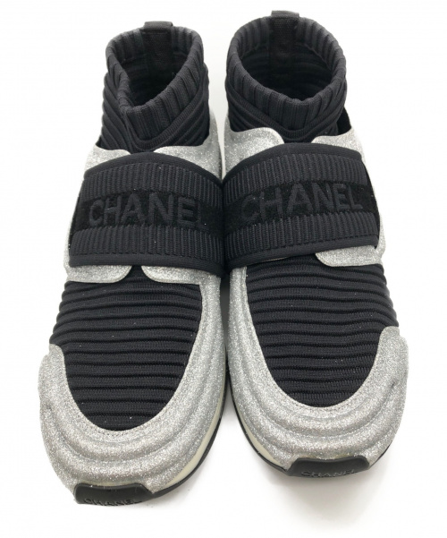 CHANEL（シャネル）CHANEL (シャネル) グリッターソックスニーカー シルバー サイズ:38の古着・服飾アイテム