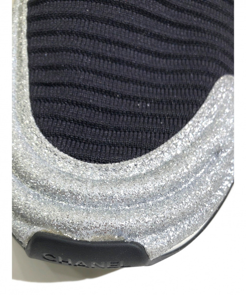 CHANEL（シャネル）CHANEL (シャネル) グリッターソックスニーカー シルバー サイズ:38の古着・服飾アイテム