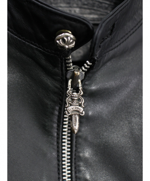 CHROME HEARTS（クロムハーツ）CHROME HEARTS (クロムハーツ) レザーライダースジャケット ブラック サイズ:M 春秋物の古着・服飾アイテム