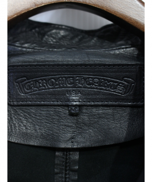 CHROME HEARTS（クロムハーツ）CHROME HEARTS (クロムハーツ) レザーライダースジャケット ブラック サイズ:M 春秋物の古着・服飾アイテム