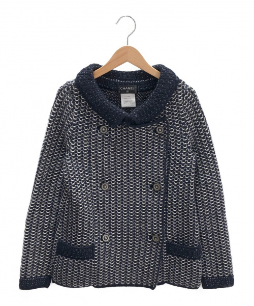 CHANEL（シャネル）CHANEL (シャネル) ニットジャケット ネイビー サイズ:34 カシミヤ×シルクの古着・服飾アイテム