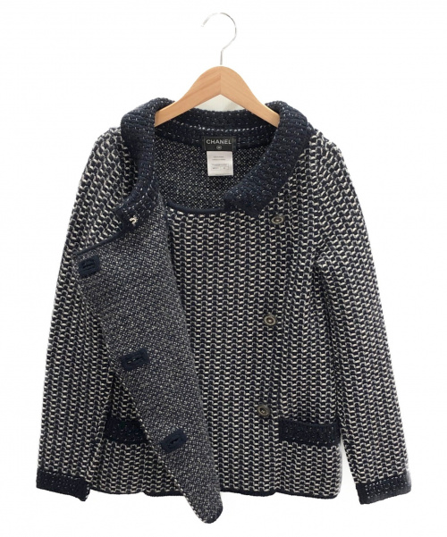 CHANEL（シャネル）CHANEL (シャネル) ニットジャケット ネイビー サイズ:34 カシミヤ×シルクの古着・服飾アイテム