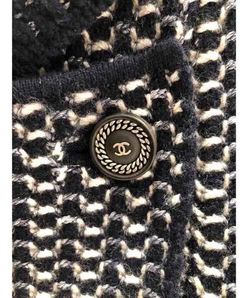 CHANEL（シャネル）CHANEL (シャネル) ニットジャケット ネイビー サイズ:34 カシミヤ×シルクの古着・服飾アイテム
