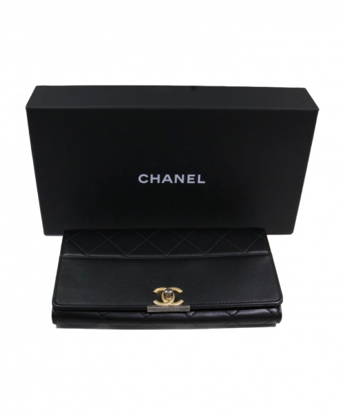 CHANEL（シャネル）CHANEL (シャネル) ターンロック長財布 ブラック サイズ:- 未使用品 レザー 未使用品の古着・服飾アイテム