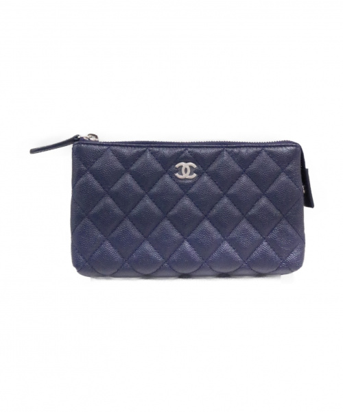 CHANEL（シャネル）CHANEL (シャネル) コスメポーチ ネイビー サイズ:- 未使用品 マトラッセ キャビアスキンの古着・服飾アイテム