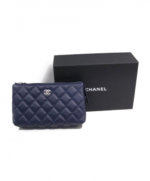 CHANEL（シャネル）CHANEL (シャネル) コスメポーチ ネイビー サイズ:- 未使用品 マトラッセ キャビアスキンの古着・服飾アイテム