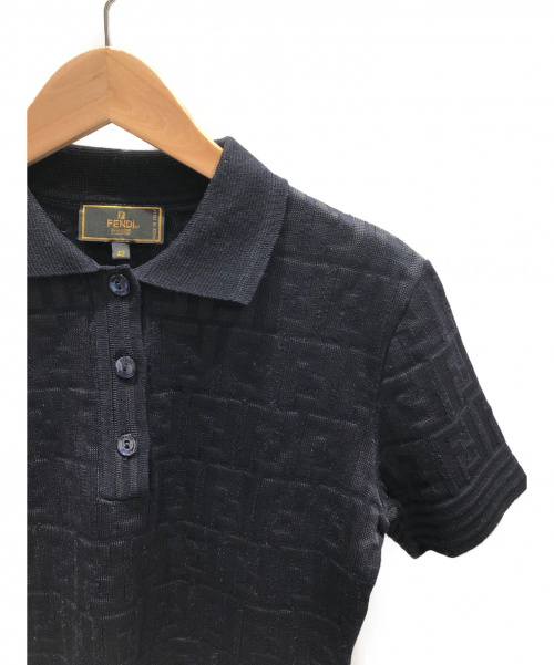 FENDI（フェンディ）FENDI (フェンディ) ニットポロシャツ ネイビー サイズ:42の古着・服飾アイテム
