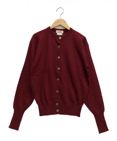 HERMES（エルメス）HERMES (エルメス) セリエボタンカーディガン  レッド サイズ:S 秋冬物 カシミヤ100%の古着・服飾アイテム
