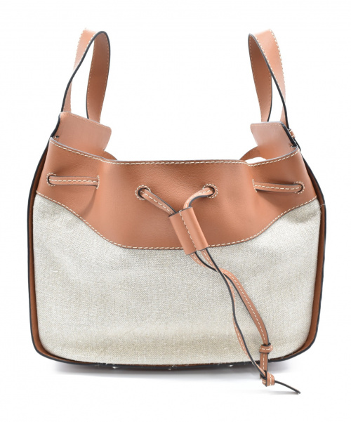 LOEWE（ロエベ）LOEWE (ロエベ) ハンモックバッグ ベージュ サイズ:- キャンバス×レザーの古着・服飾アイテム