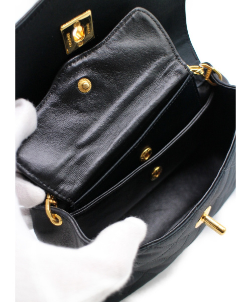 CHANEL（シャネル）CHANEL (シャネル) チェーンショルダーバッグ ブラック サイズ:- シルク×レザー 1496818の古着・服飾アイテム