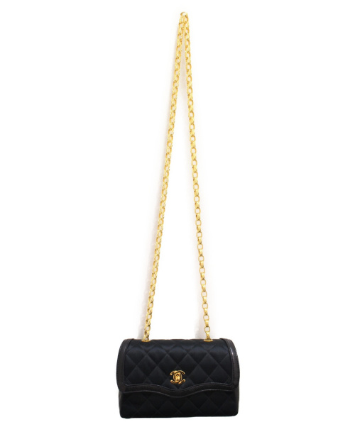 CHANEL（シャネル）CHANEL (シャネル) チェーンショルダーバッグ ブラック サイズ:- シルク×レザー 1496818の古着・服飾アイテム