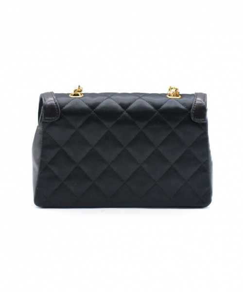 CHANEL（シャネル）CHANEL (シャネル) チェーンショルダーバッグ ブラック サイズ:- シルク×レザー 1496818の古着・服飾アイテム
