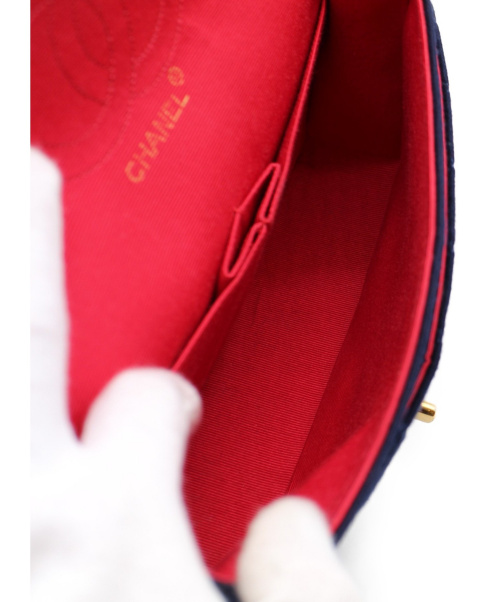 CHANEL（シャネル）CHANEL (シャネル) チェーンショルダーバッグ ネイビー サイズ:- マトラッセ コットンジャージの古着・服飾アイテム