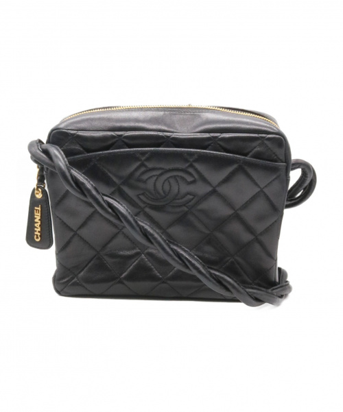 CHANEL（シャネル）CHANEL (シャネル) レザーショルダーバッグ ブラック サイズ:21の古着・服飾アイテム