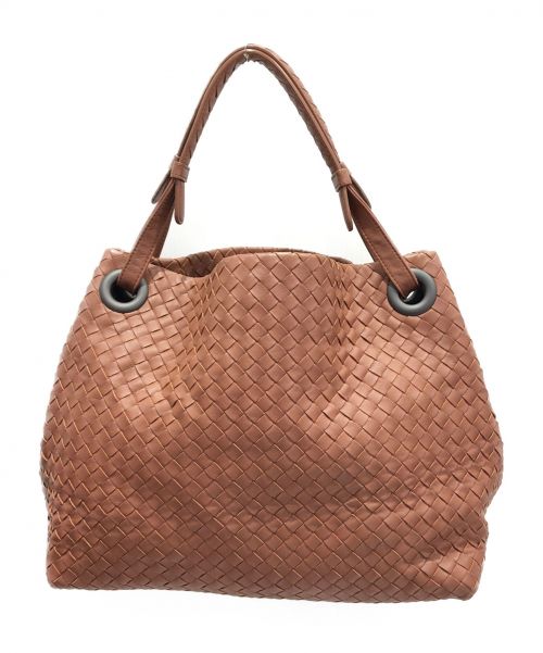 BOTTEGA VENETA（ボッテガベネタ）BOTTEGA VENETA (ボッテガベネタ) イントレチャートショルダーバッグ ブラウンの古着・服飾アイテム
