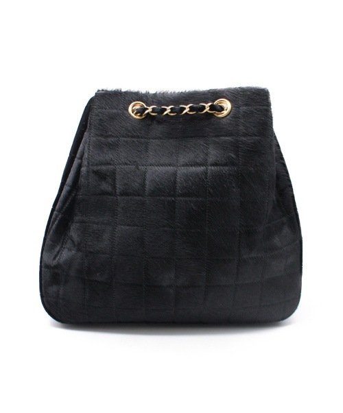CHANEL（シャネル）CHANEL (シャネル) 巾着ショルダーバッグ ブラック サイズ:- チョコバー ハラコ 6752887の古着・服飾アイテム