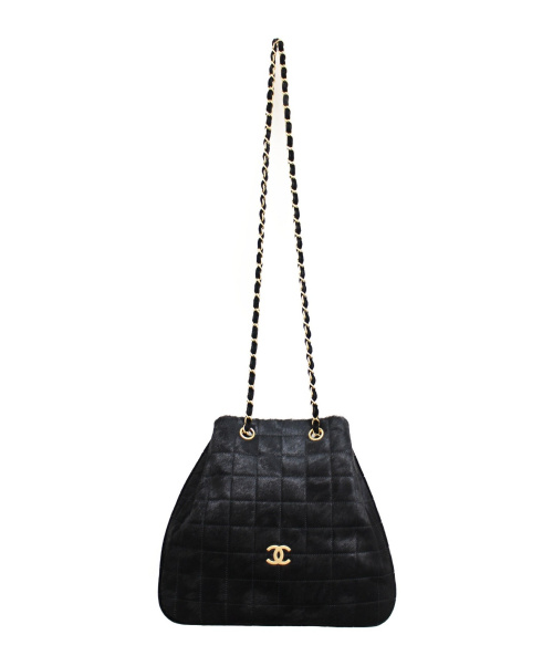 CHANEL（シャネル）CHANEL (シャネル) 巾着ショルダーバッグ ブラック サイズ:- チョコバー ハラコ 6752887の古着・服飾アイテム