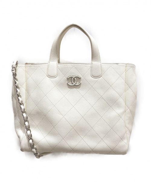 CHANEL（シャネル）CHANEL (シャネル) 2wayトートバッグ ホワイト サイズ:- キャビアスキンの古着・服飾アイテム