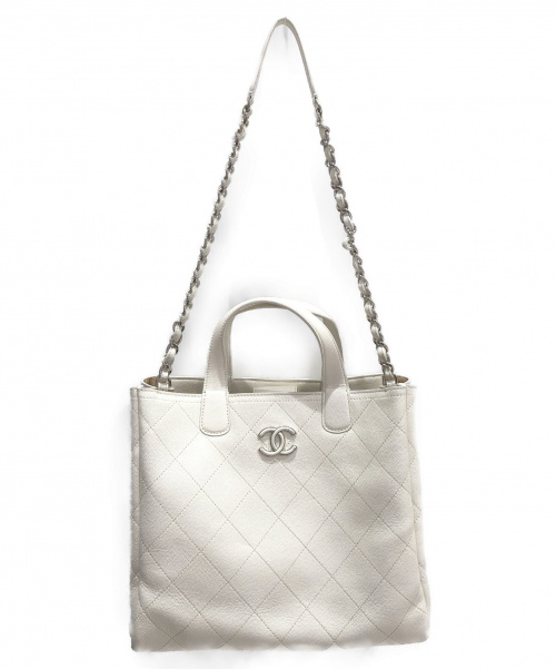 CHANEL（シャネル）CHANEL (シャネル) 2wayトートバッグ ホワイト サイズ:- キャビアスキンの古着・服飾アイテム