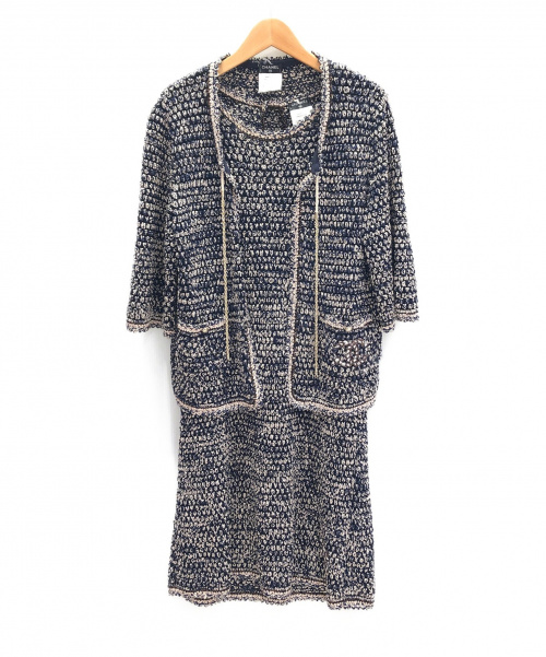 CHANEL（シャネル）CHANEL (シャネル) ワンピース・ボレロセット ネイビー サイズ:42の古着・服飾アイテム