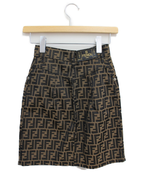 FENDI（フェンディ）FENDI (フェンディ) ズッカ柄スカート ブラウン サイズ:38の古着・服飾アイテム